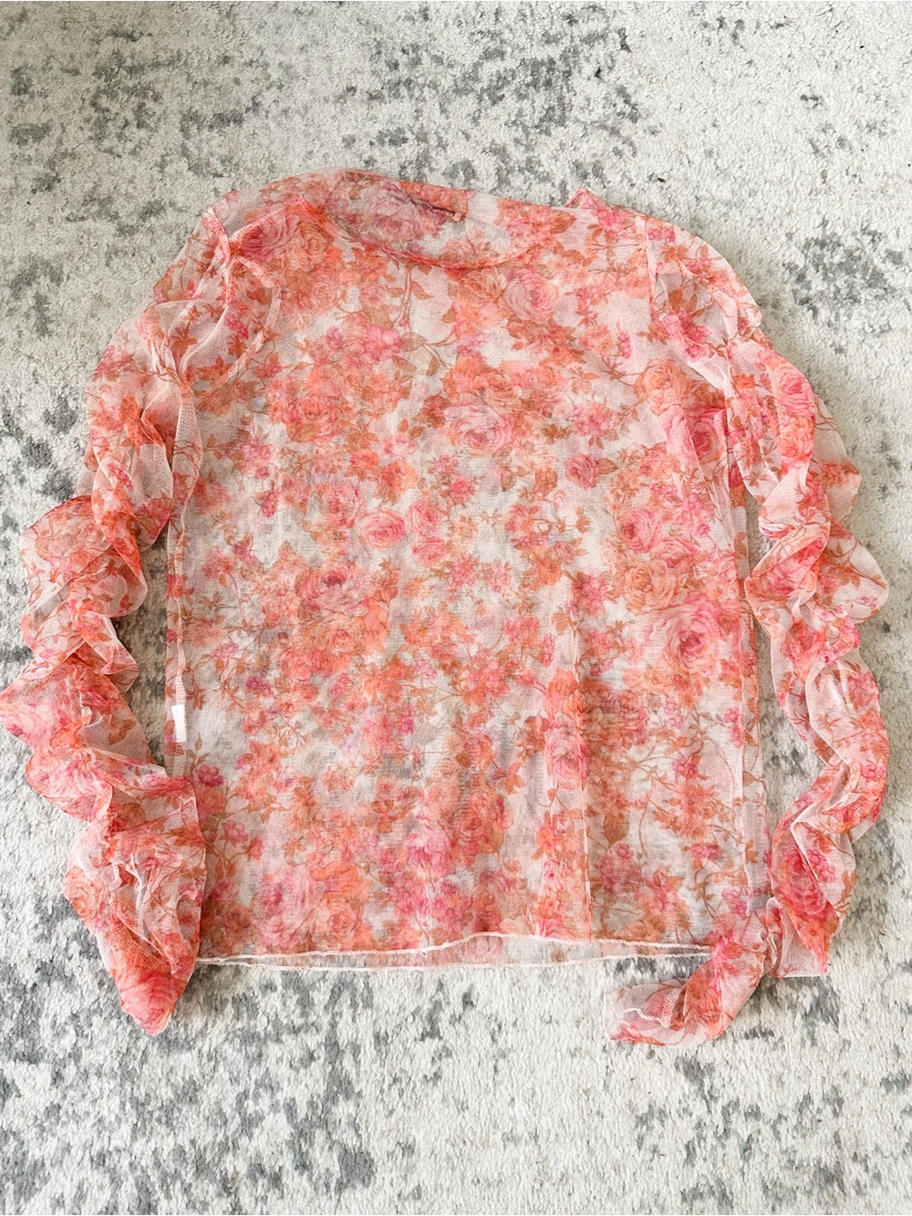 ⭐️3/$30⭐️ (bundle deal) ZARA Sheer Floral Mesh Top - Picture 7 of 8